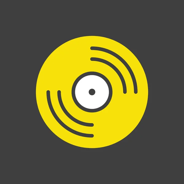 Vinyl Record Record Vector Glyph Icon Dark Background 音乐标志 音乐和声音网站及应用程序设计 — 图库矢量图片