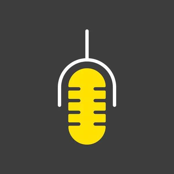 Ретро Мікрофон Векторний Гліф Значок Темному Фоні Символ Графіку Дизайну — стоковий вектор