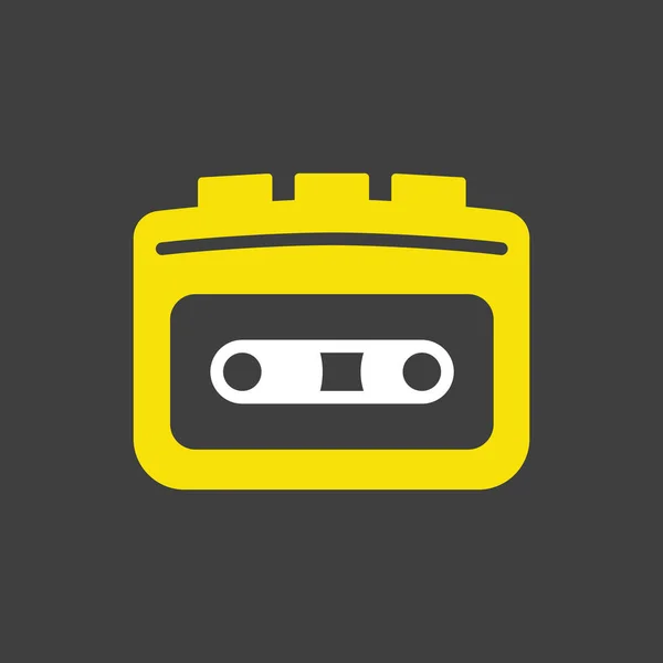 Cassette Player Vector Glyph Icoon Donkere Achtergrond Muziekbord Grafiek Symbool — Stockvector