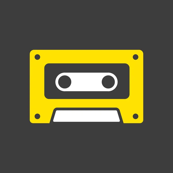 Audio Cassette Vector Glyph Icoon Donkere Achtergrond Muziekbord Grafiek Symbool — Stockvector