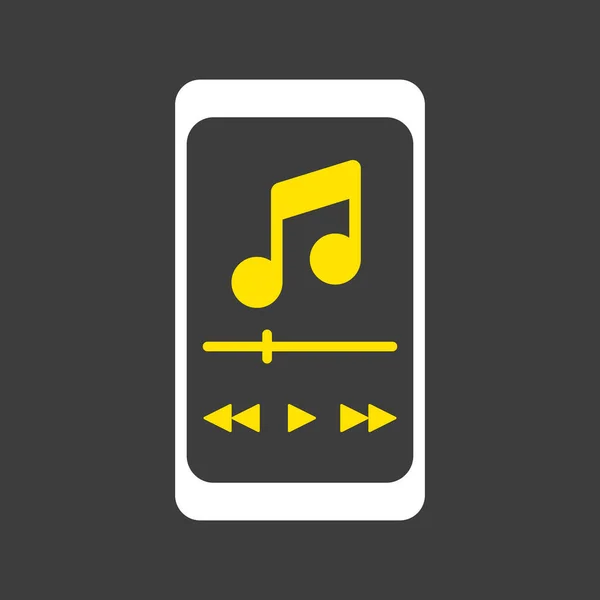 Smartphone Con Reproductor Música Icono Glifo Vectorial Aplicación Signo Musical — Vector de stock