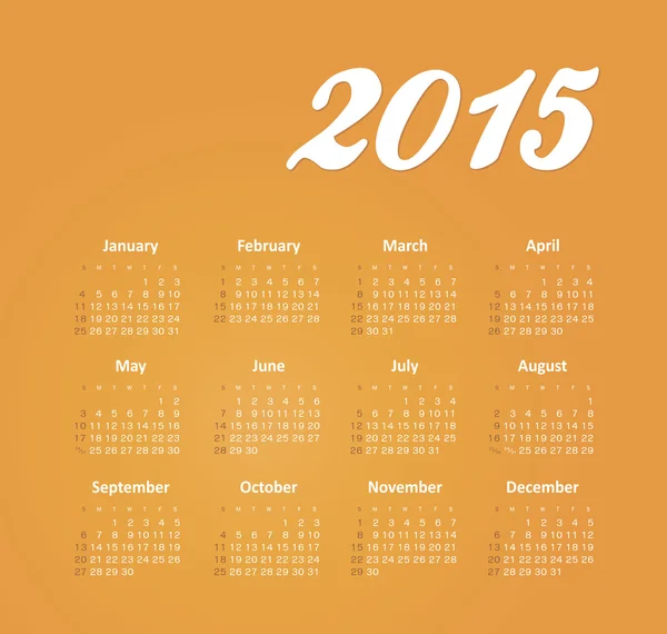 Calendario 2015 año — Archivo Imágenes Vectoriales