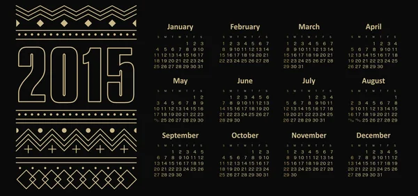 Календарь 2015 год с орнаментом — стоковый вектор