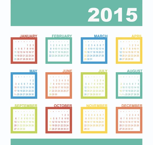 Calendario 2015 anno con rettangoli — Vettoriale Stock