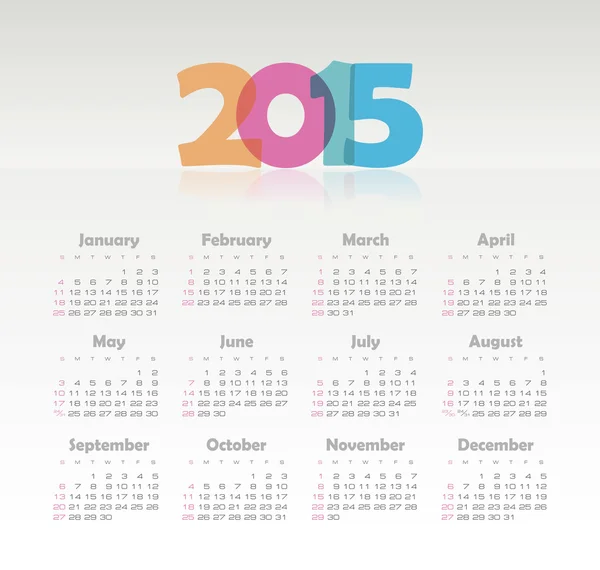 Calendar 2015 year — Stock Vector