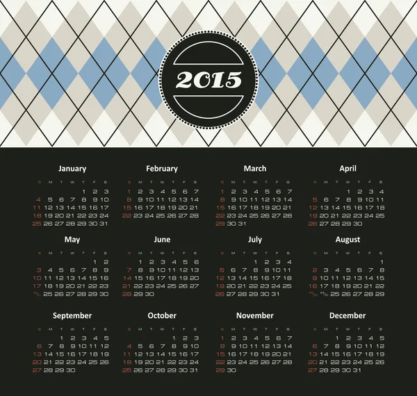 Calendario 2015 año — Vector de stock