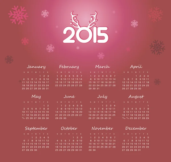 Calendario 2015 año — Archivo Imágenes Vectoriales