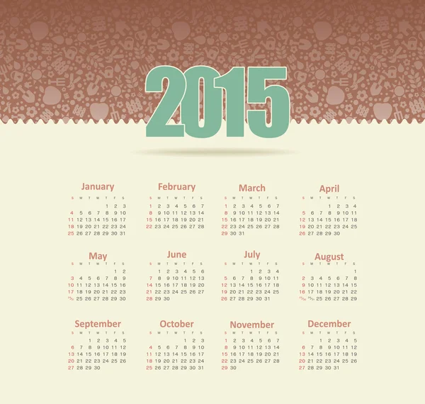2015 roku kalendarzowego — Wektor stockowy