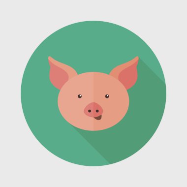 Uzun gölge ile domuz düz simgesi