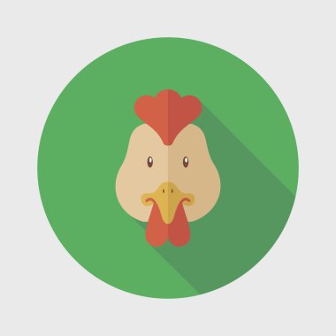 Uzun gölge ile tavuk düz simgesi