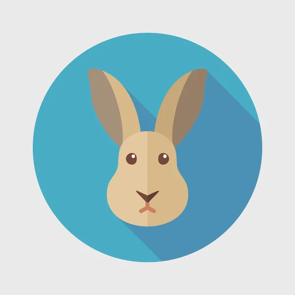 Conejo icono plano con sombra larga — Vector de stock