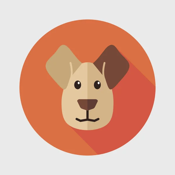 Perro icono plano con sombra larga — Vector de stock