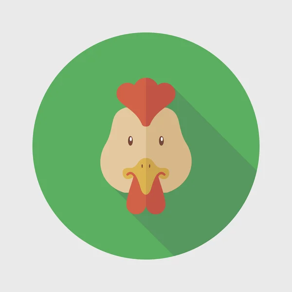 Kurczak płaski ikona z długi cień — Wektor stockowy