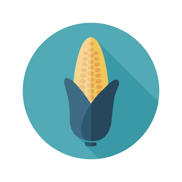 Kukorica lapos ikon hosszú árnyéka — Stock Vector