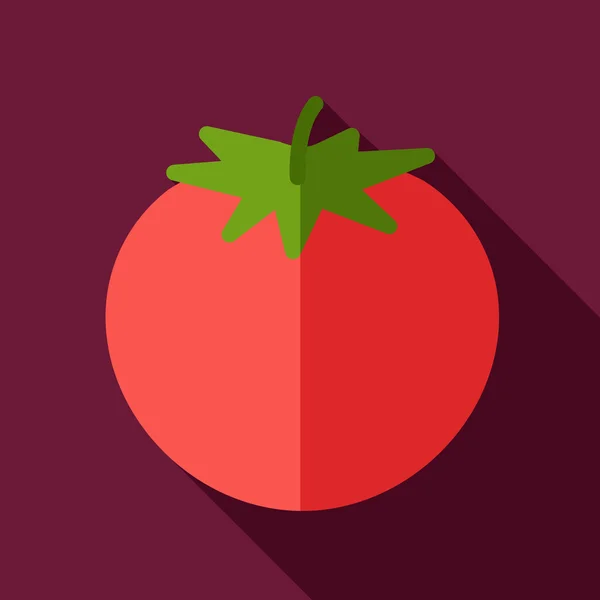 De platte pictogram tomaat met lange schaduw — Stockvector