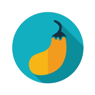 Uzun gölge ile patlıcan düz simgesi