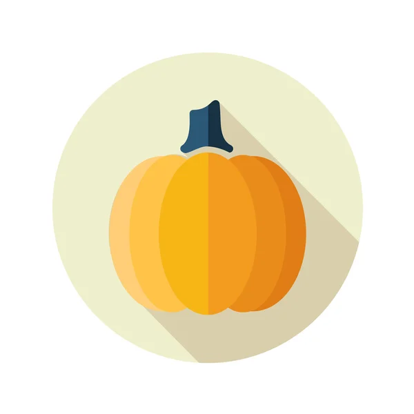 Icono plano de calabaza con sombra larga — Vector de stock