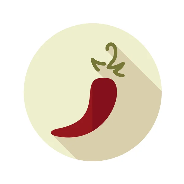 Chili pepper flat icon with long shadow — Stock Vector