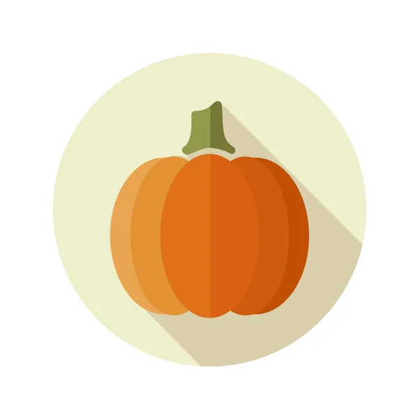 Icono plano de calabaza con sombra larga — Vector de stock