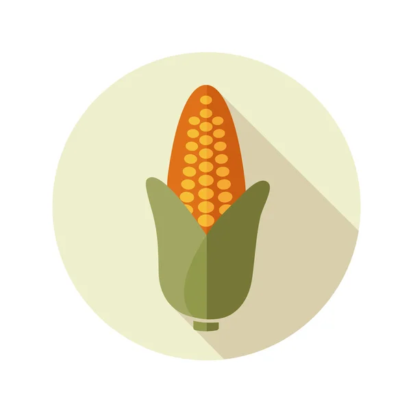Kukorica lapos ikon hosszú árnyéka — Stock Vector