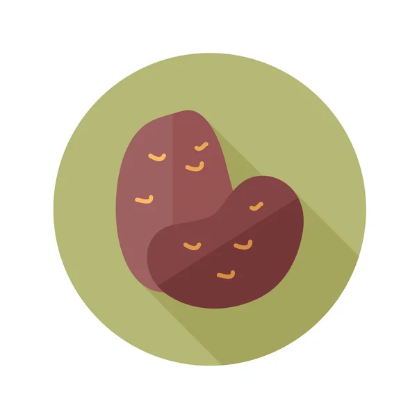 De platte pictogram aardappel met lange schaduw — Stockvector