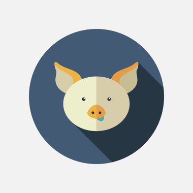 Uzun gölge ile domuz düz simgesi