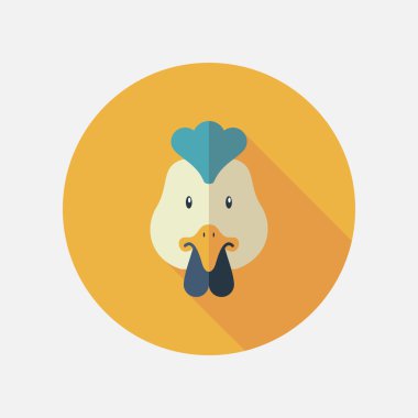 Uzun gölge ile tavuk düz simgesi