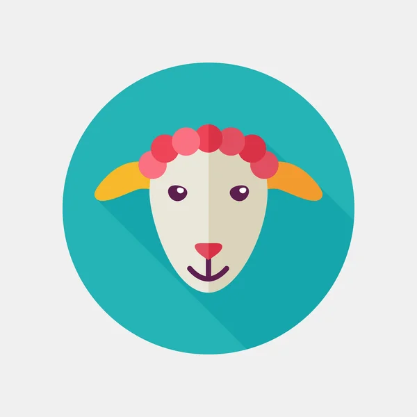 Sheep flat icon with long shadow — Stock Vector