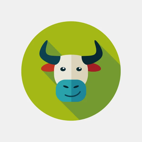 Bull płaski ikona z długi cień — Wektor stockowy