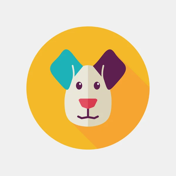 Perro icono plano con sombra larga — Vector de stock