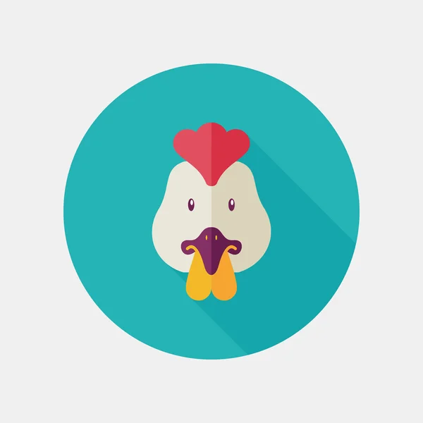 Huhn flache Ikone mit langem Schatten — Stockvektor