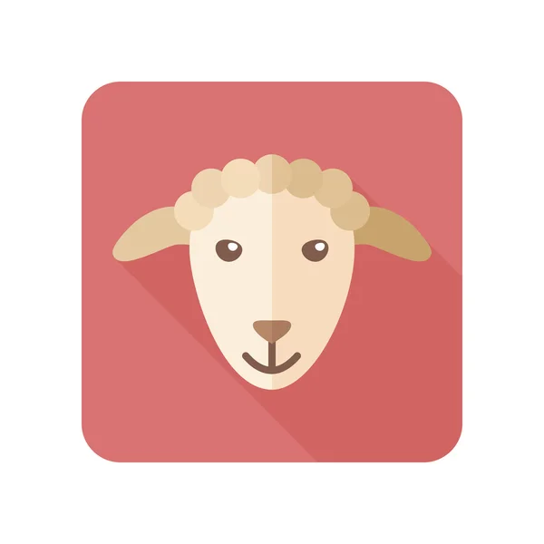 De platte pictogram schapen met lange schaduw — Stockvector
