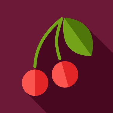 Uzun gölge ile kiraz düz simgesi