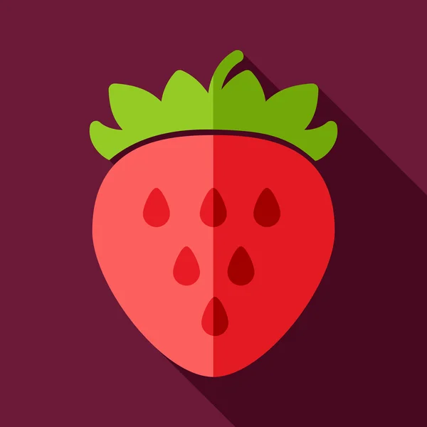 Strawberry flat icon with long shadow — Stock Vector