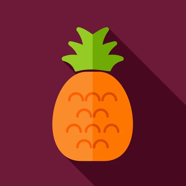 Plochý ikona ananasu s dlouhý stín — Stockový vektor