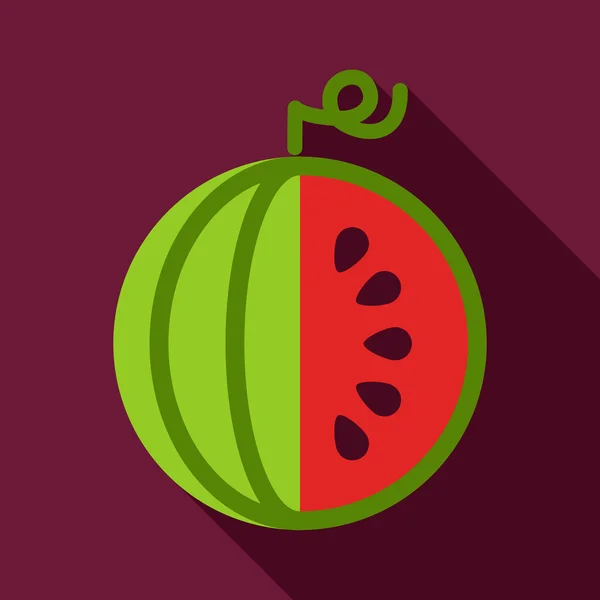 Watermelon flat icon with long shadow — Stock Vector