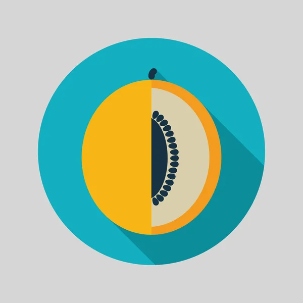 Melon flat ikonen med långa skugga — Stock vektor