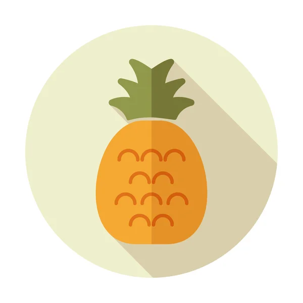 Ananas flat ikonen med långa skugga — Stock vektor