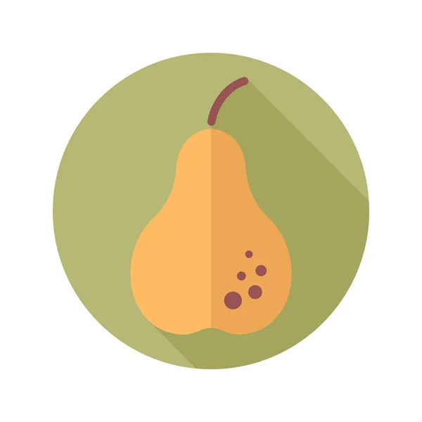 Pear flat icon with long shadow — Stock Vector