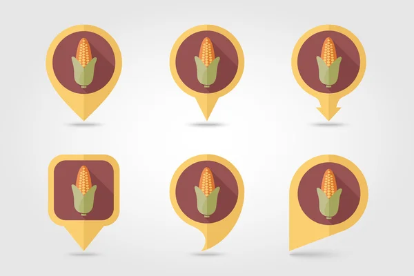 Kukuřice ploché ikony s dlouhý stín — Stockový vektor