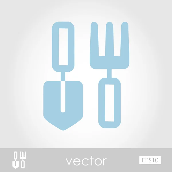 Tuin schop, pitchfork, Tuin gereedschappictogram vector — Stockvector