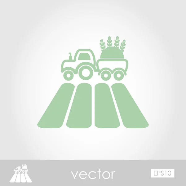 Traktor auf Feldvektorsymbol — Stockvektor