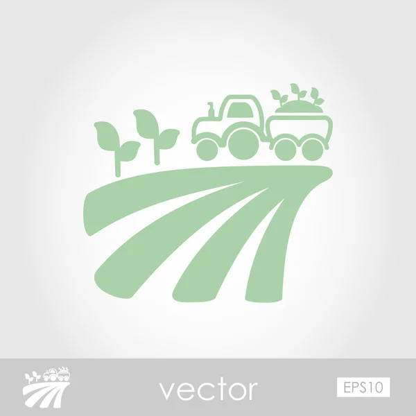 Tractor en campo de cosecha icono vector de plántulas — Archivo Imágenes Vectoriales