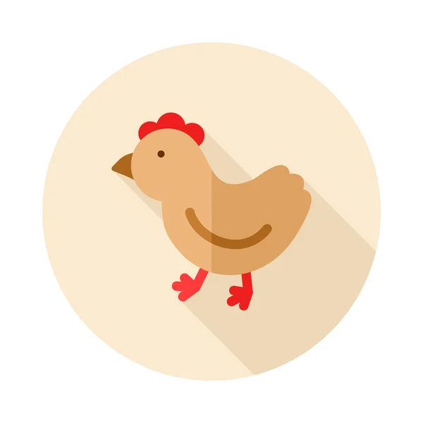 Kurczak płaski ikona z długi cień — Wektor stockowy