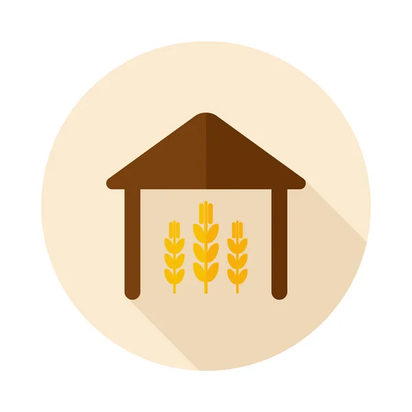 Barn flat icon with long shadow — Stock Vector