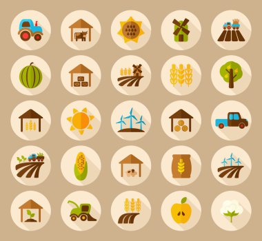 Farm Field flat icon with long shadow clipart