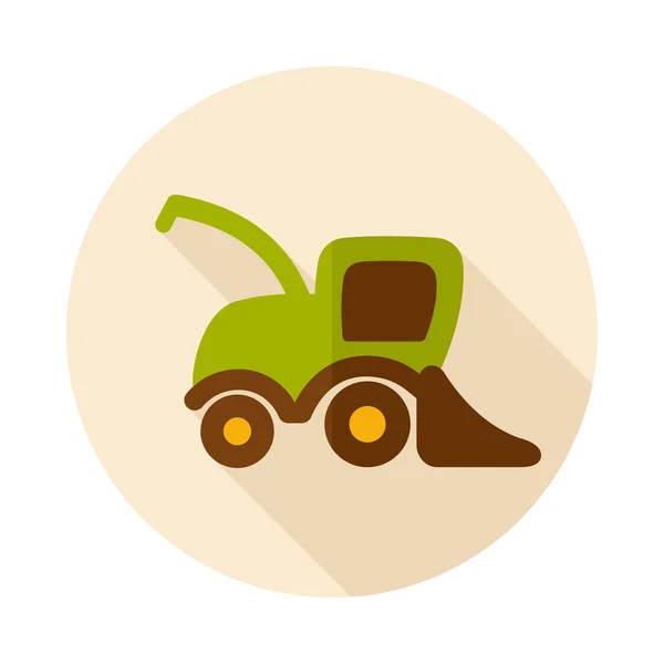 Combine harvester flat icon with long shadow — Stock Vector