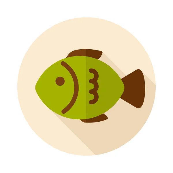 Fish flat icon with long shadow — Stock Vector