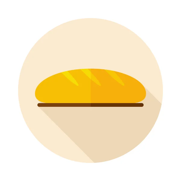 Ícone plano de pão com sombra longa — Vetor de Stock