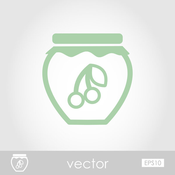 Cherry jam jar vector icon